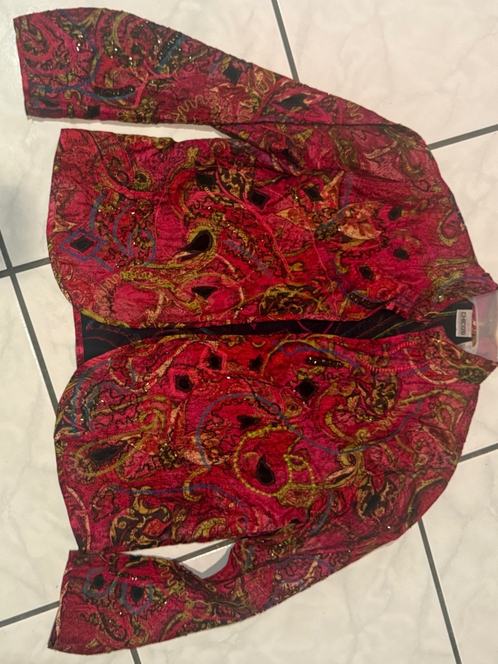CHICOS EMBELLISHED SHIRT JACKET SIZE 2